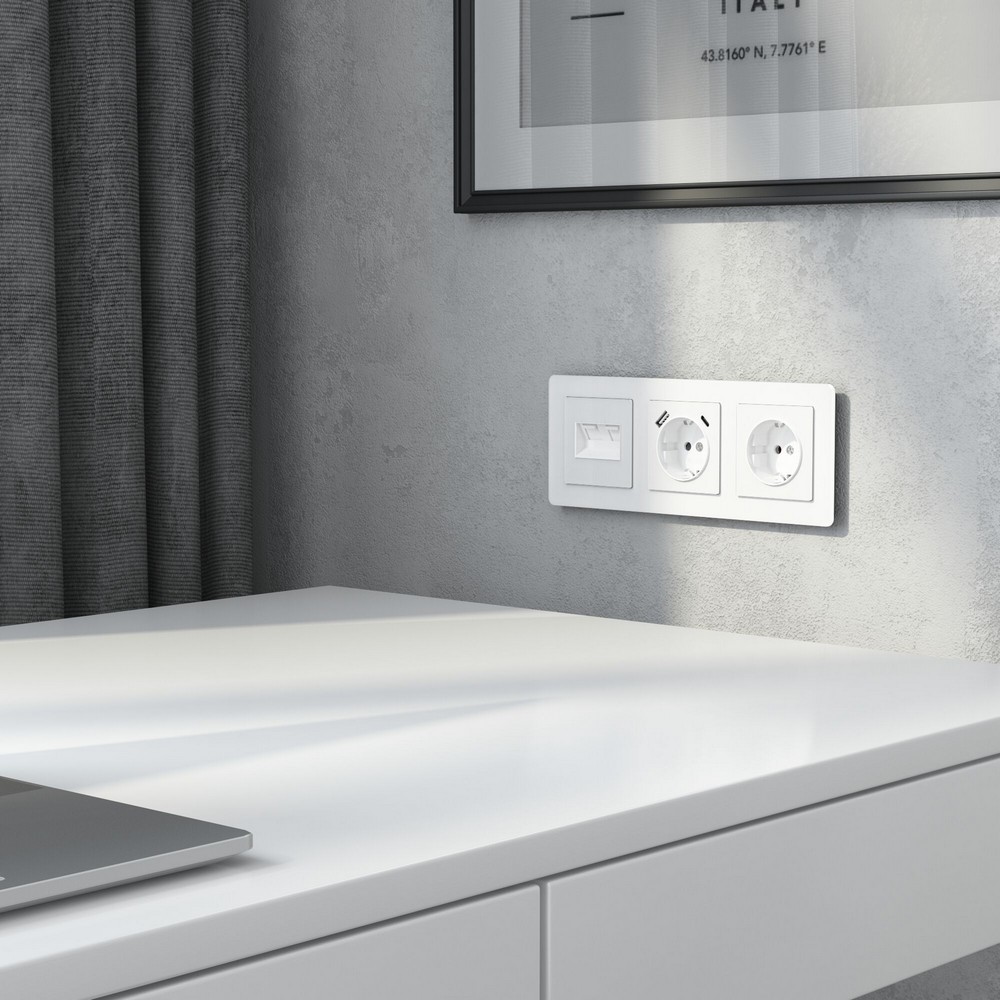 Werkel белый акрил Накладка Werkel для двойной розетки Еthernet RJ-45 (белый акрил) W11911410