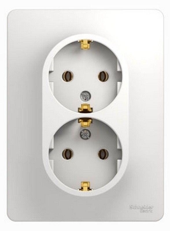 Glossa Белый Розетка Systeme Electric Glossa Белый 2-я с заземлением (в сборе с рамкой) GSL000124