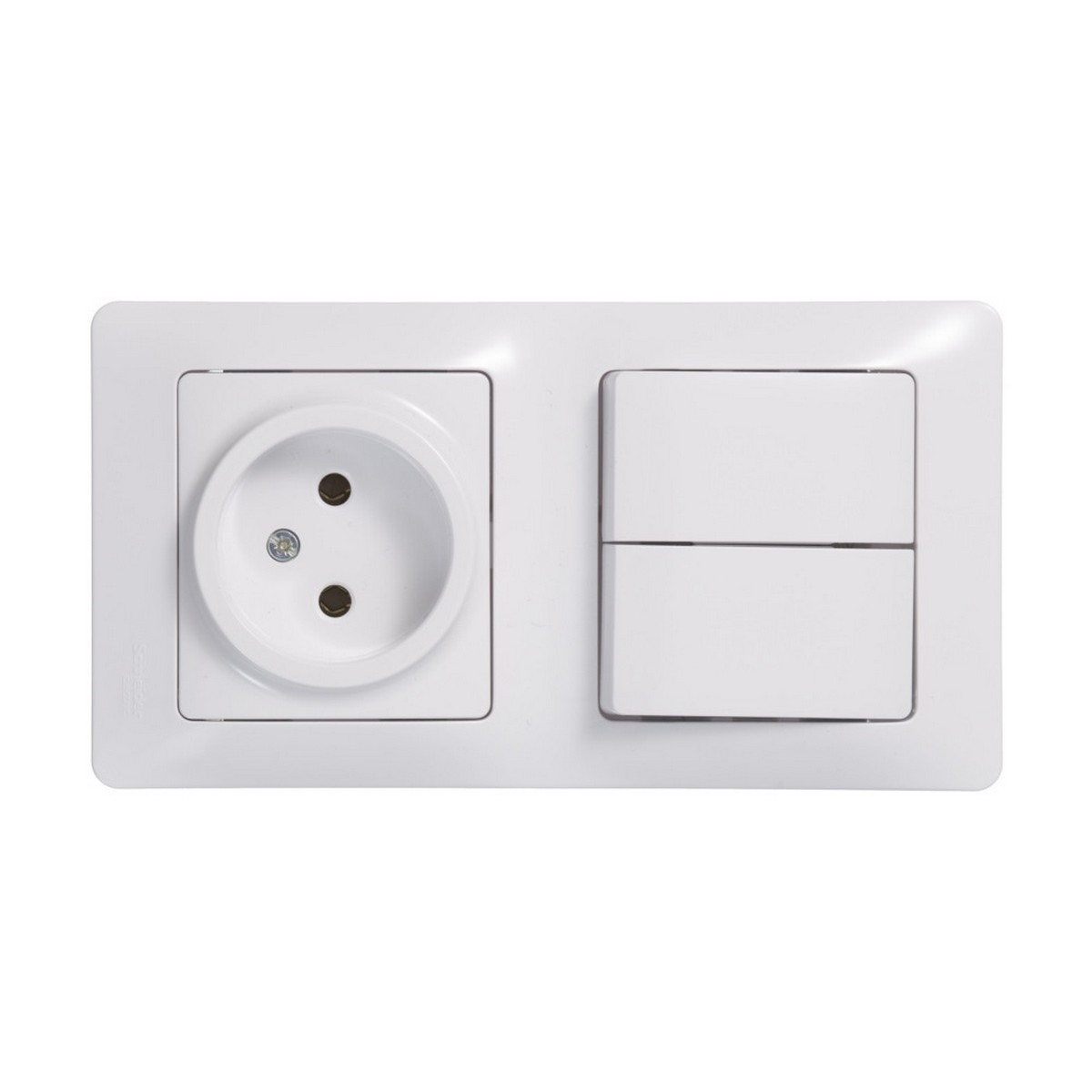 Glossa Белый Блок:Glossa Белый розетка и 2-кл. выключатель GSL000172