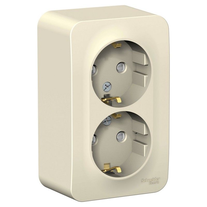 Blanca молочные розетки и выключатели Розетка SE Blanca 2-ая Молочная наружный с/з со шторками BLNRA011202