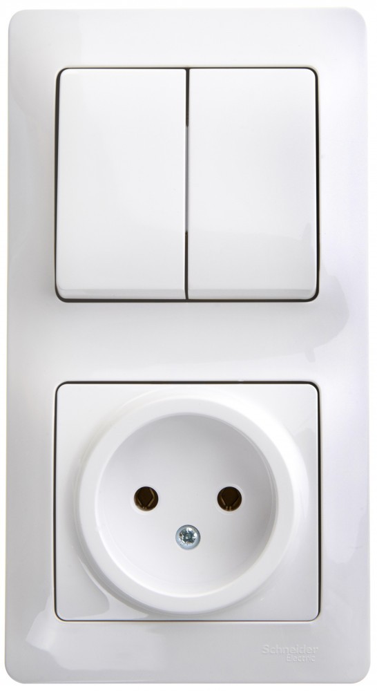 Glossa Белый Блок:Glossa Белый розетка и 2-кл. выключатель GSL000172