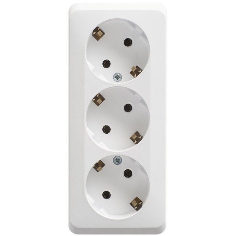 Этюд Белый Розетка 3-ая Systeme Electric Этюд наружный Белый с/з без шторок 16А 250B PA16-011B