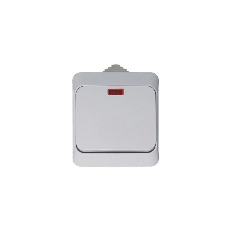 Этюд Белый Выключатель 1-клавишный Systeme Electric Этюд наружный Белый с подсветкой IP44 BA10-045B