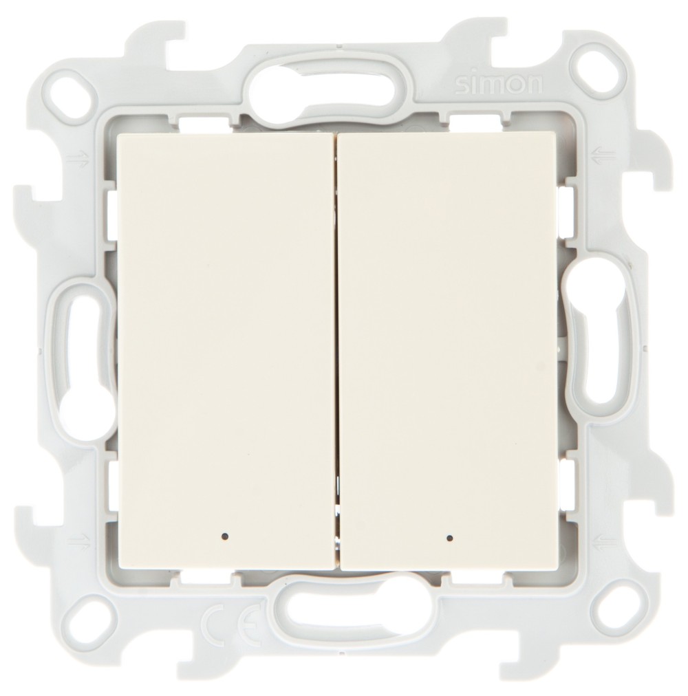Розетки и выключатели Simon 24 Слоновая кость Выключатель Двухклавишный Simon 24 Слоновая кость с подсветкой 2450392-031