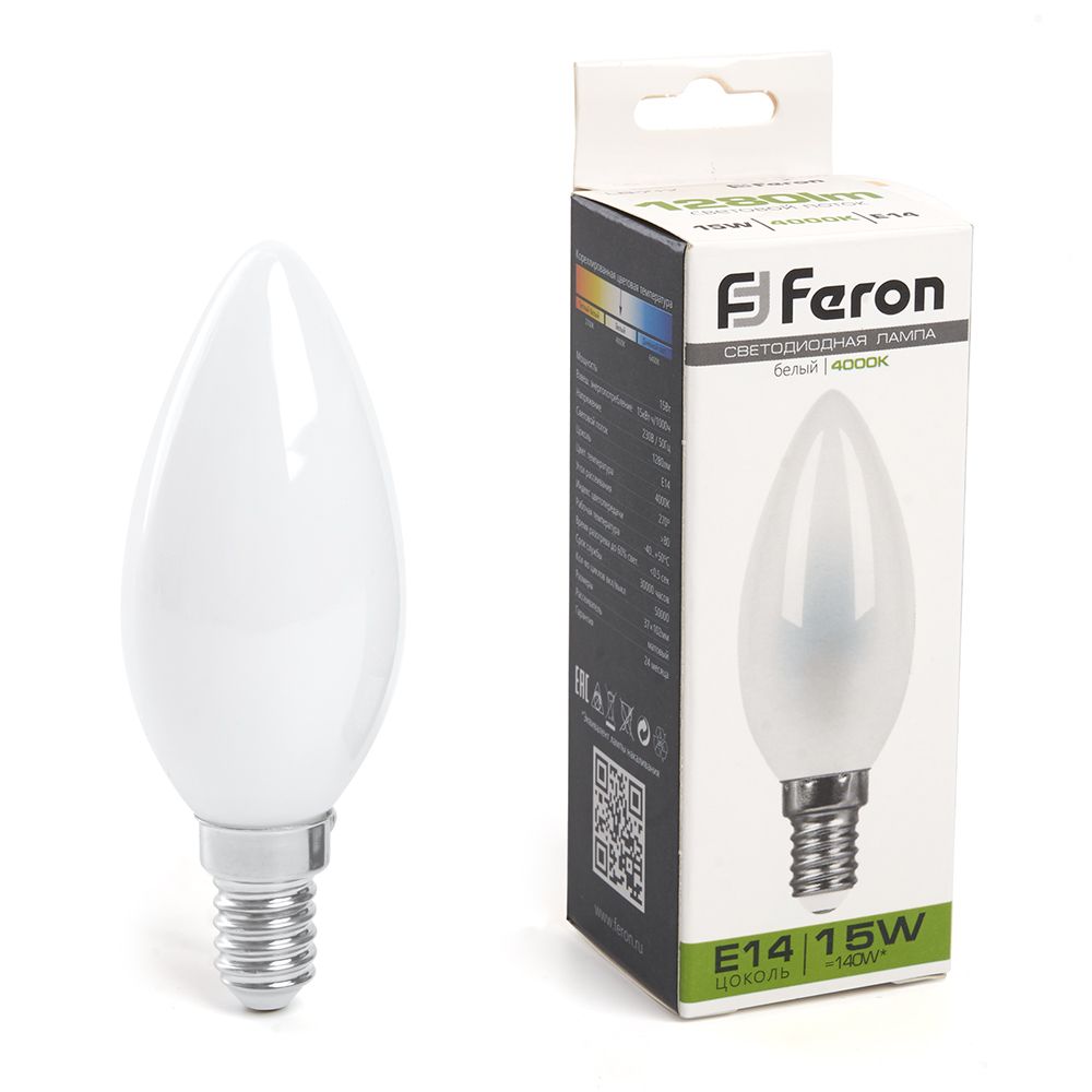 E14 Лампа светодиодная Feron LB-717 Свеча E14 15W 4000K 38257 