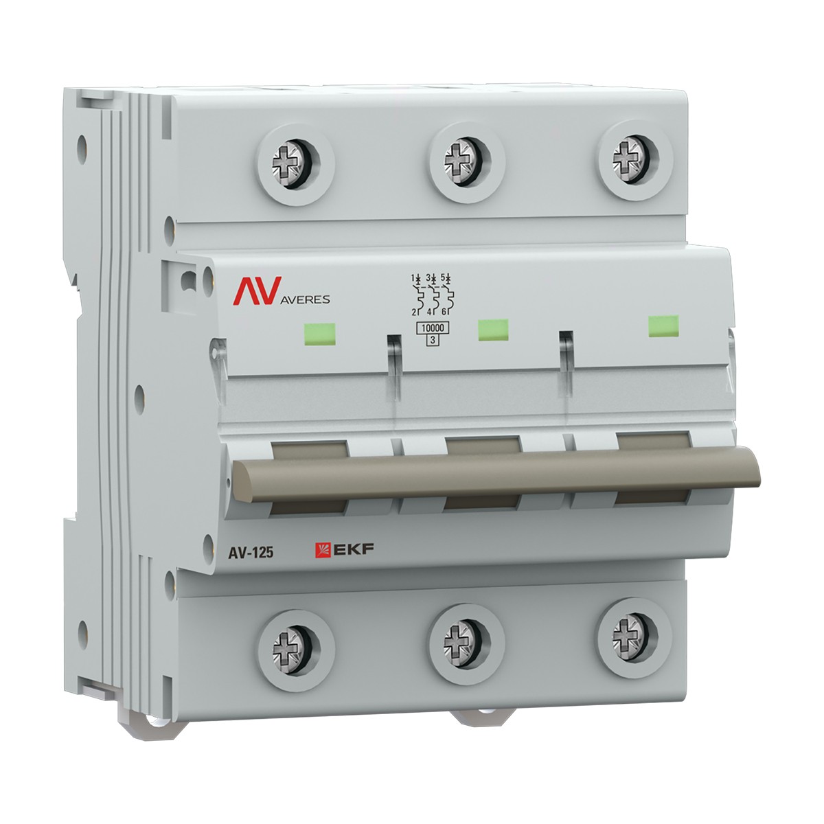 3 полюсные (трехполюсные) Автоматический выключатель EKF AVERES AV-125 3P 100A (C) 10kA mcb125-3-100C-av 
