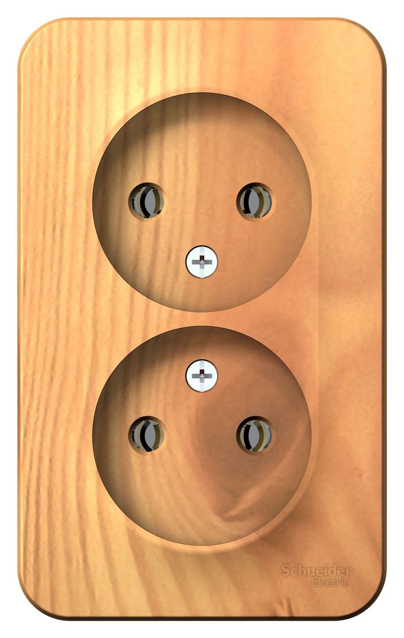 Blanca ясень розетки и выключатели Розетка SE Blanca 2-ая Ясень наружный б/з без шторок изолир. пластина BLNRA000215