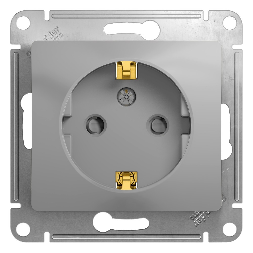 Glossa Алюминий Розетка Systeme Electric Glossa Алюминий с/з со шторками GSL000345
