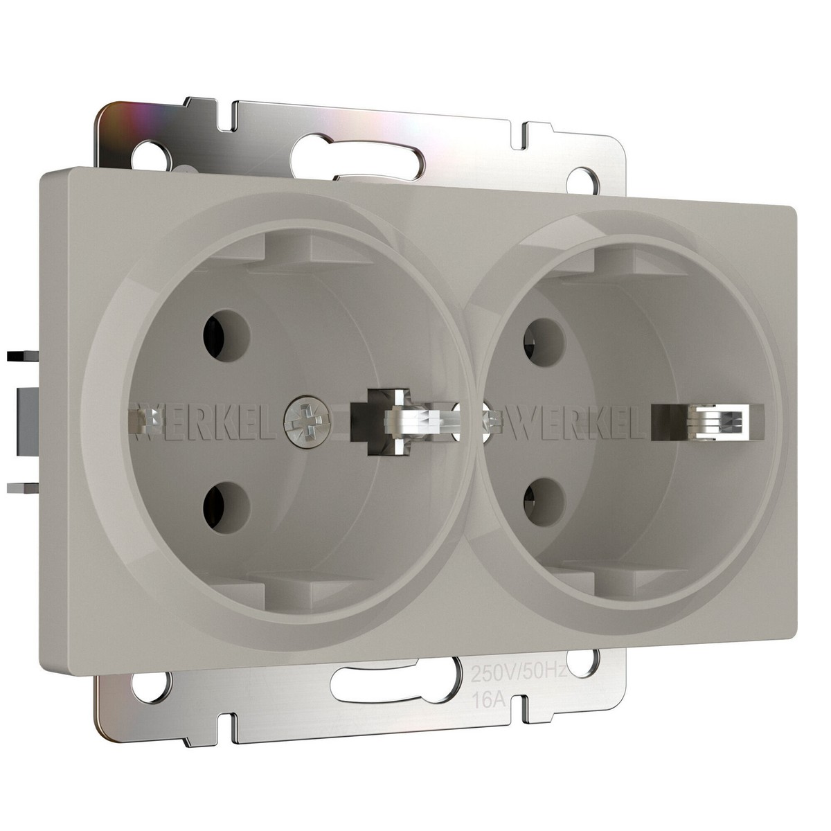 Werkel дымчатый Розетка Werkel двойная с заземлением (дымчатый) W1272004