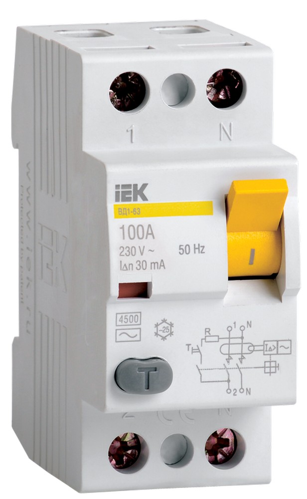 IEK Выключатель дифференциальный IEK KARAT ВД1-63 (УЗО) 2Р 80А 300мА MDV10-2-080-300 