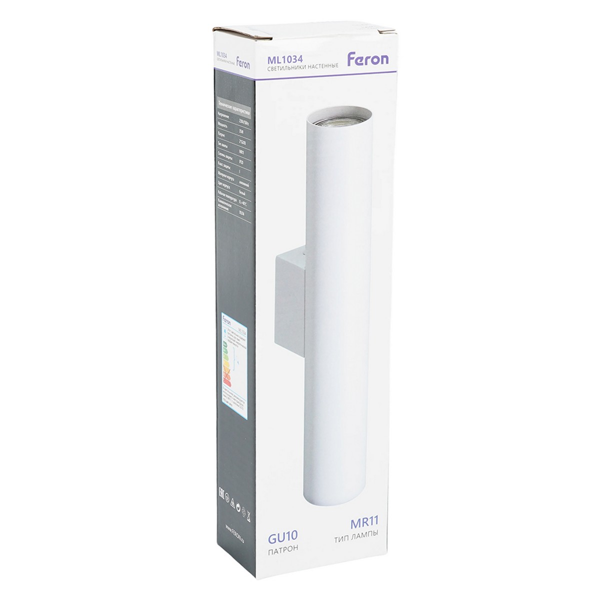 Накладные светодиодные светильники Светильник Feron ML1034 настенный под лампу 2*GU10 белый 51927 