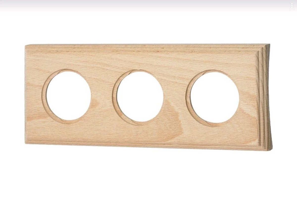 Bironi Лизетта - Ретро розетки и выключатели Рамка BIRONI Шедель Бук Натурэль 3-ая на бревно 280мм (скрытый монтаж) BF4C28-630-10