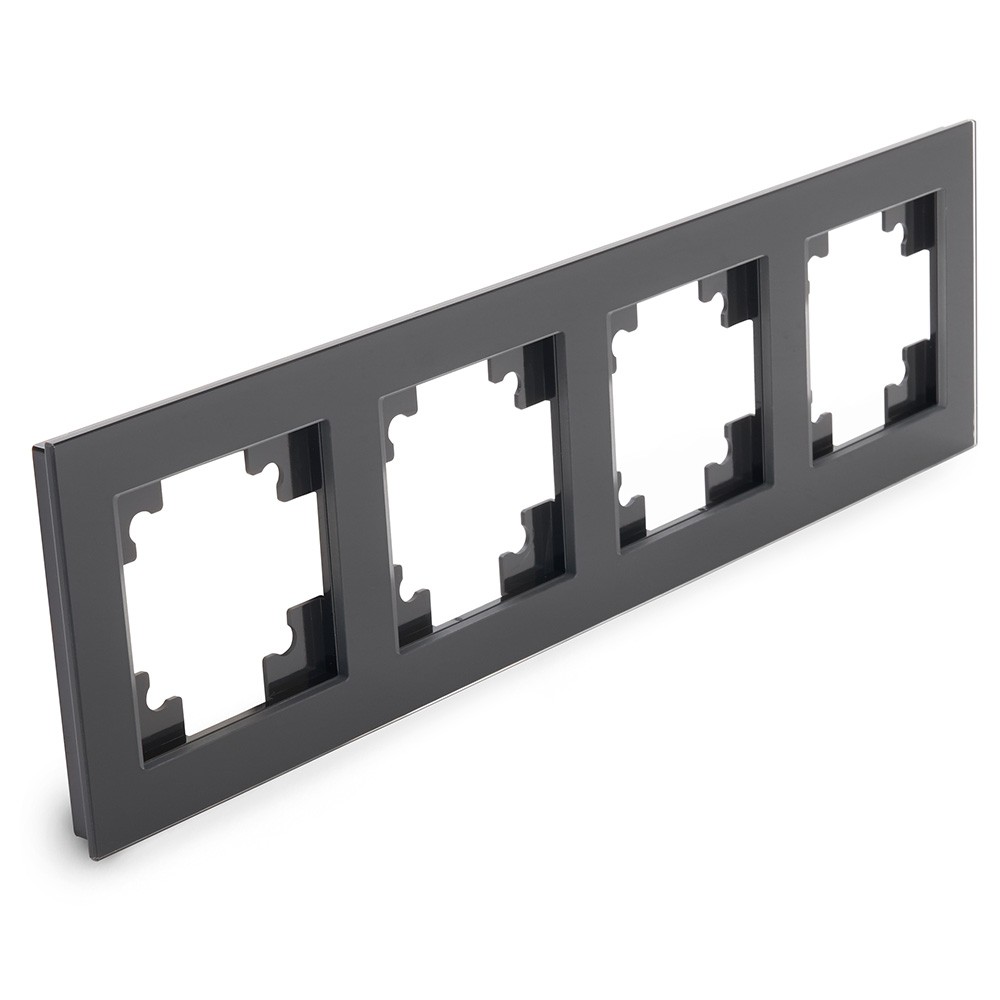 Катрин - Розетки и выключатели Stekker Рамка 4-местная стекло STEKKER GFR00-7004-05 серия Катрин черный 39521