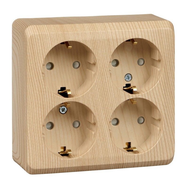 Этюд Дача Розетка 4-ая Systeme Electric Этюд наружный Дача Сосна с/з со шторками PA16-208D