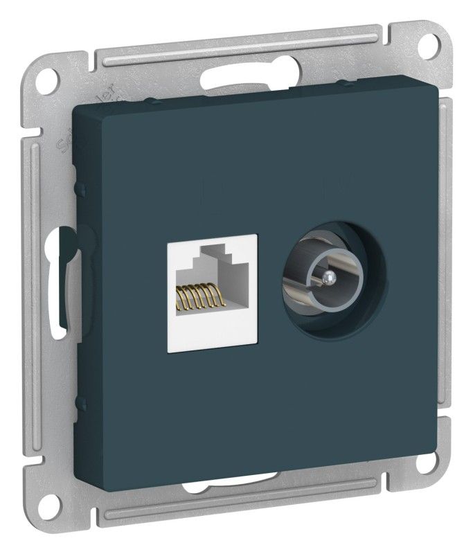 AtlasDesign Изумруд Розетка комп+ТВ, Systeme Electric AtlasDesign Изумруд двойная RJ45+TV, кат.5E, ATN000889