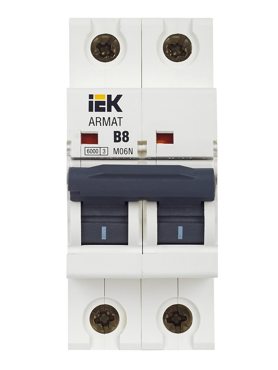 Автоматический выключатель IEK ARMAT M06N 2P B 8А AR-M06N-2-B008