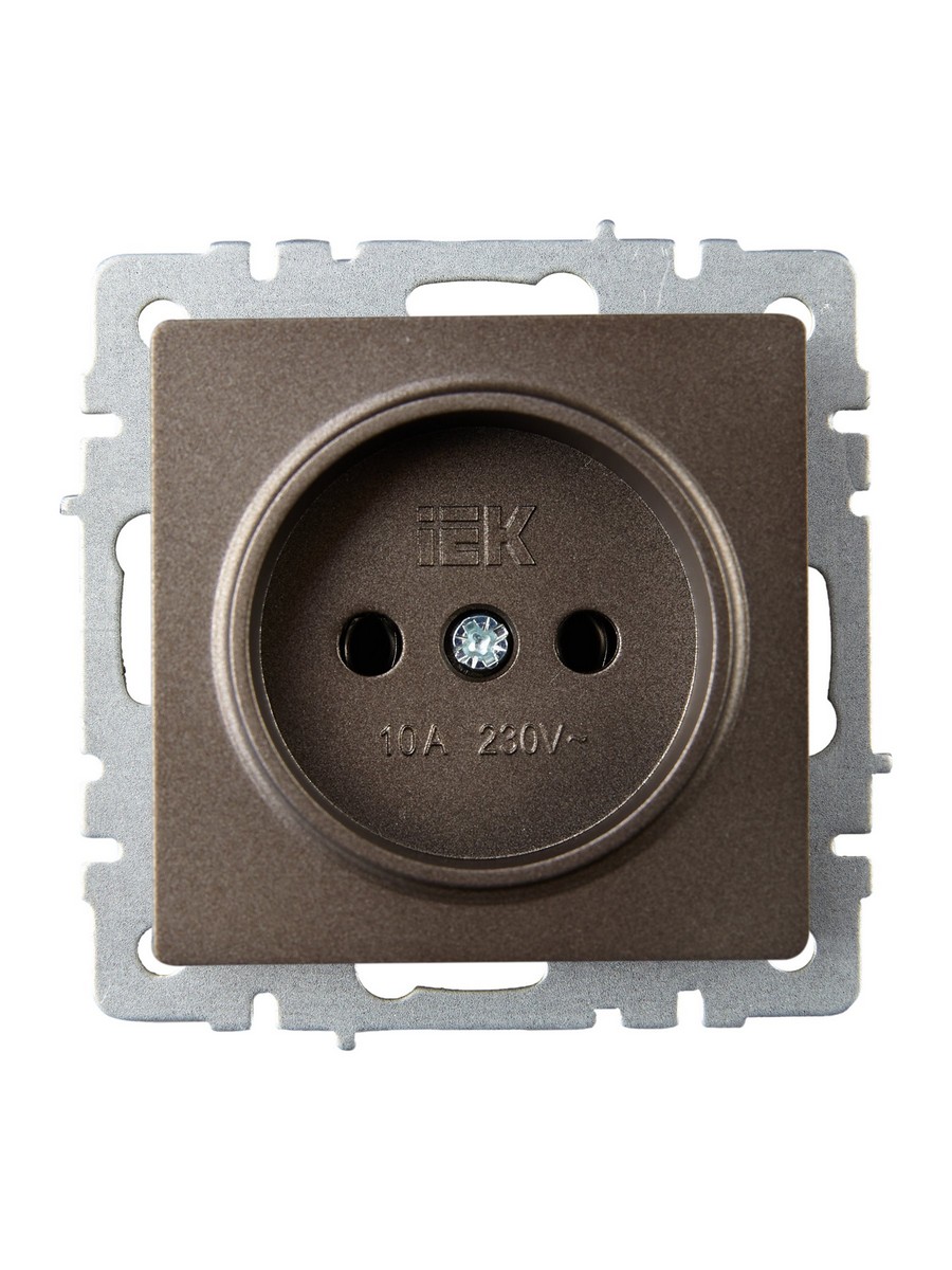 IEK Brite Бронза Розетка IEK BRITE 1-местная без заземления без защитных шторок 10А РС10-1-0-БрТБ темная бронза BR-R1