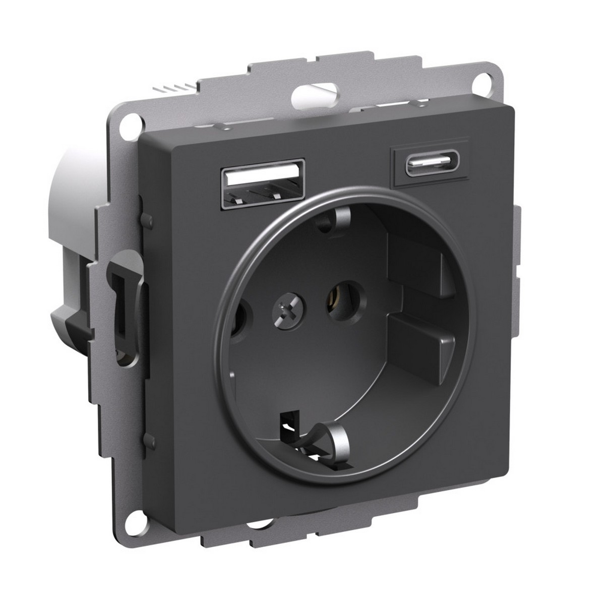 AtlasDesign Базальт Розетка Systeme Electric AtlasDesign Базальт 16А с 2 A+C, 5В/2,4А/3,0А, 2х5В/1,5А, ATN001432