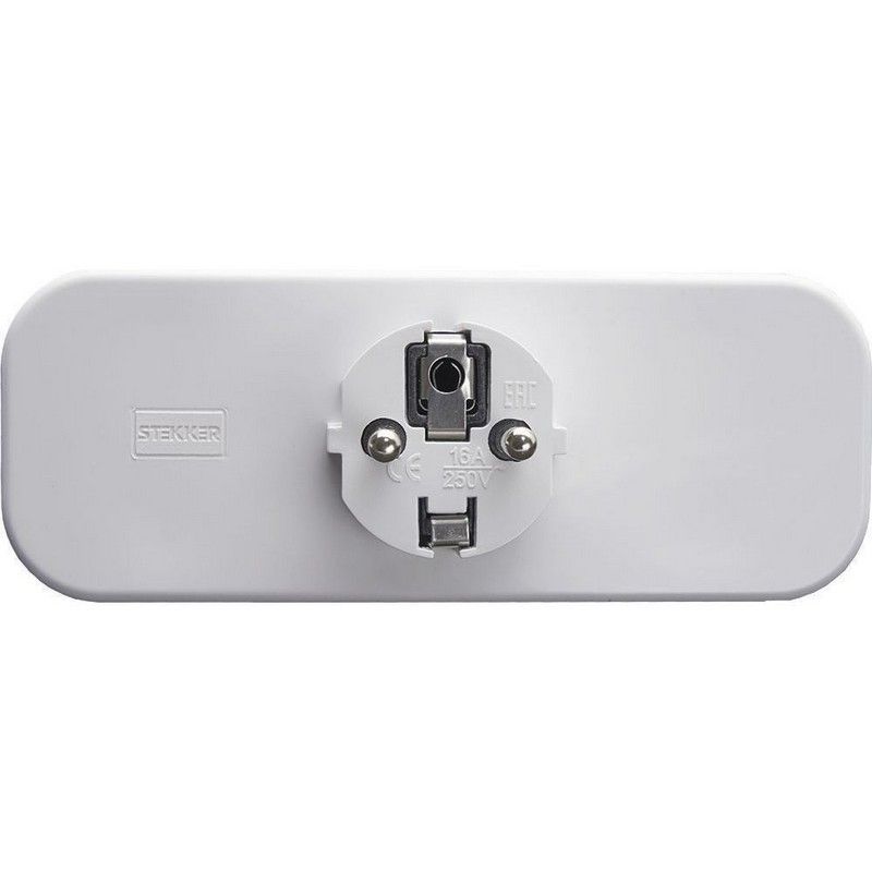 Колодки и удлинители, тройники Разветвитель сетевой 3-местный с/з STEKKER ADP16-23-20 250V 16A ABS пластик белый 39024 
