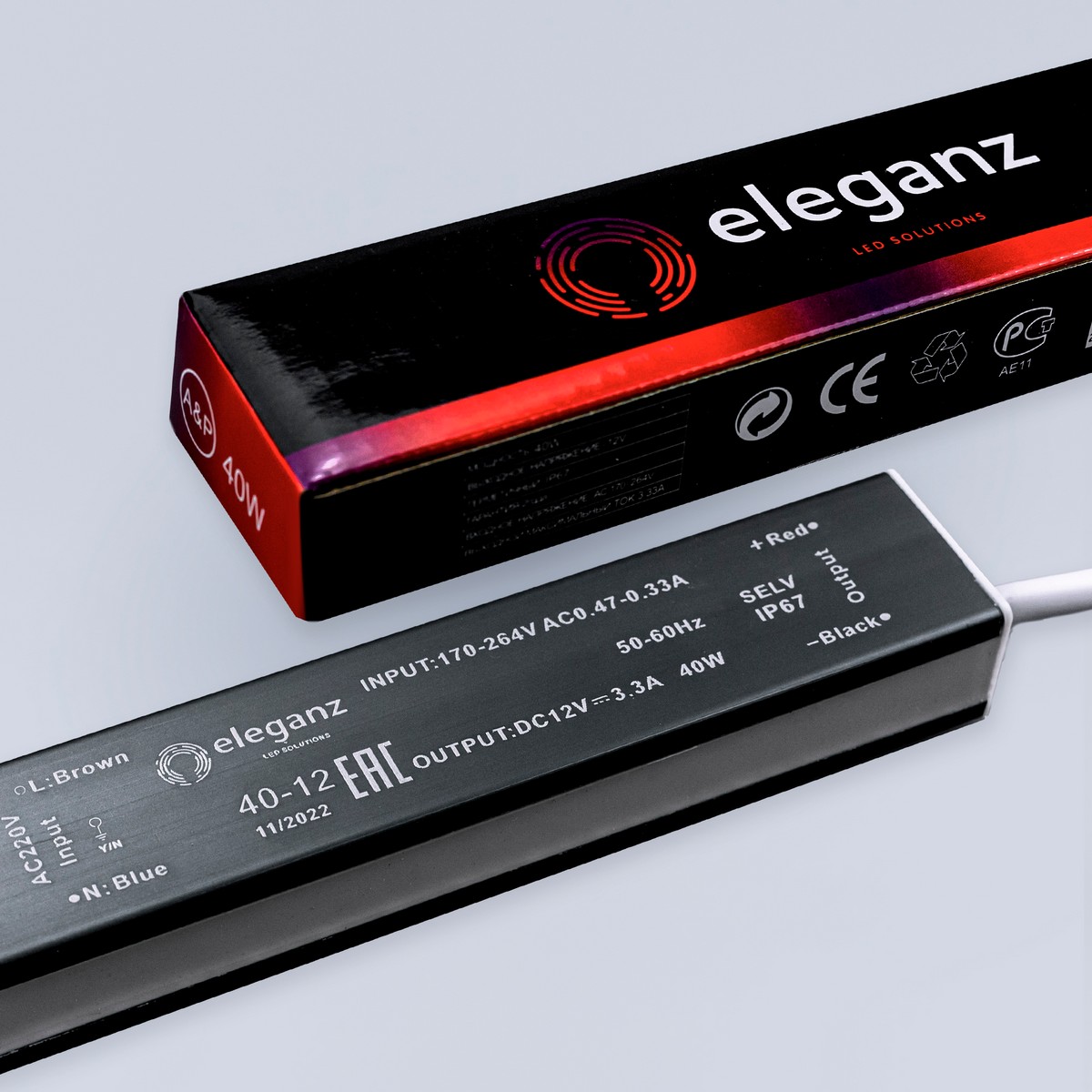 Блоки питания для светодиодной ленты Блок питания для светодиодной ленты Eleganz 12V 40W IP67 герметичный 1113 