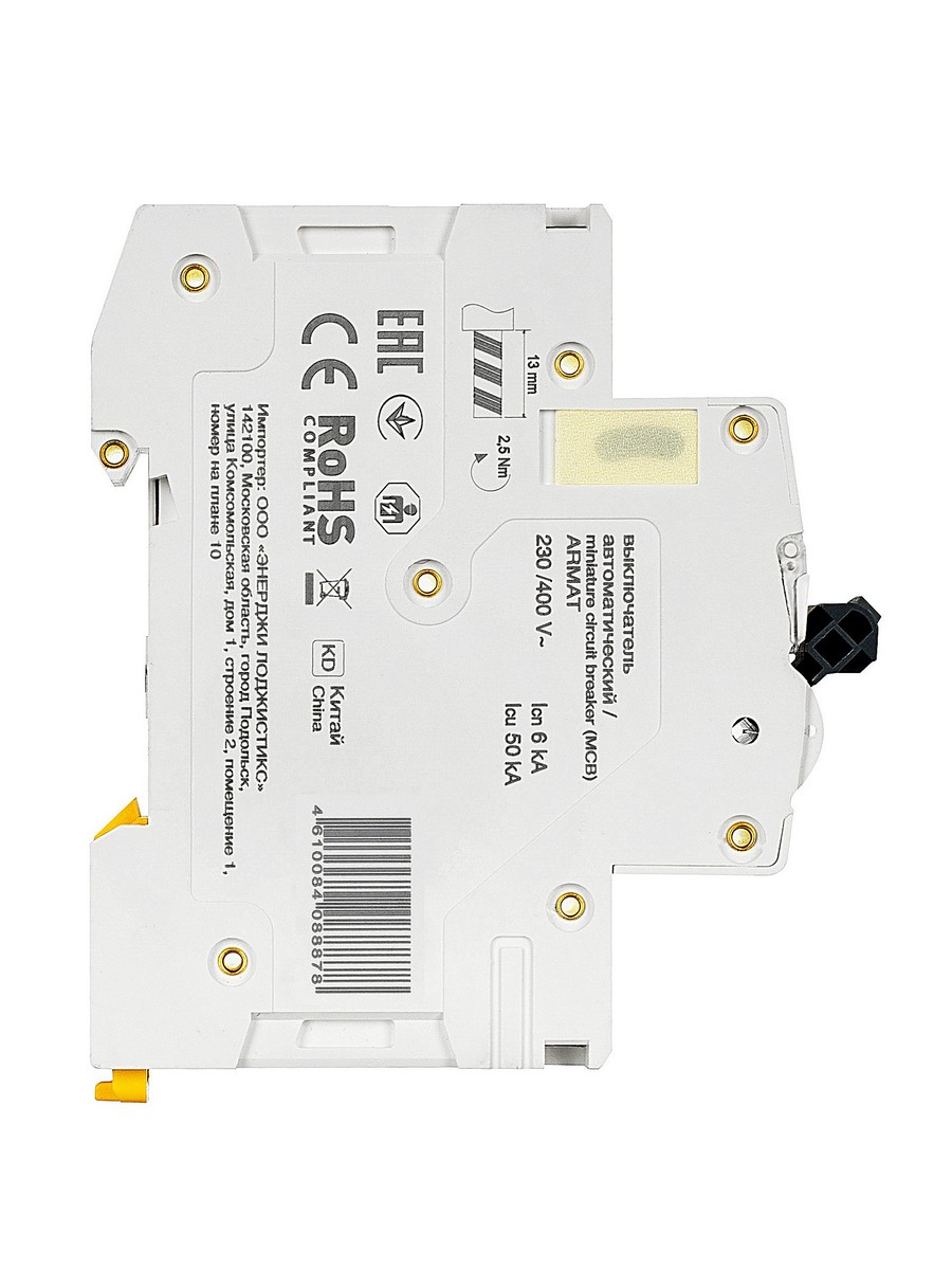 3 полюсные (трехполюсные) Автоматический выключатель IEK ARMAT M06N 3P D 3А AR-M06N-3-D003 