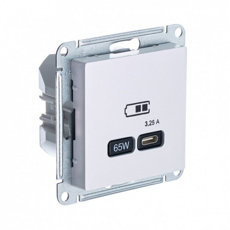 AtlasDesign Жемчуг Розетка USB Systeme Electric AtlasDesign Жемчуг тип-C 65W высокоскор.заряд. QC PD мех. ATN000427