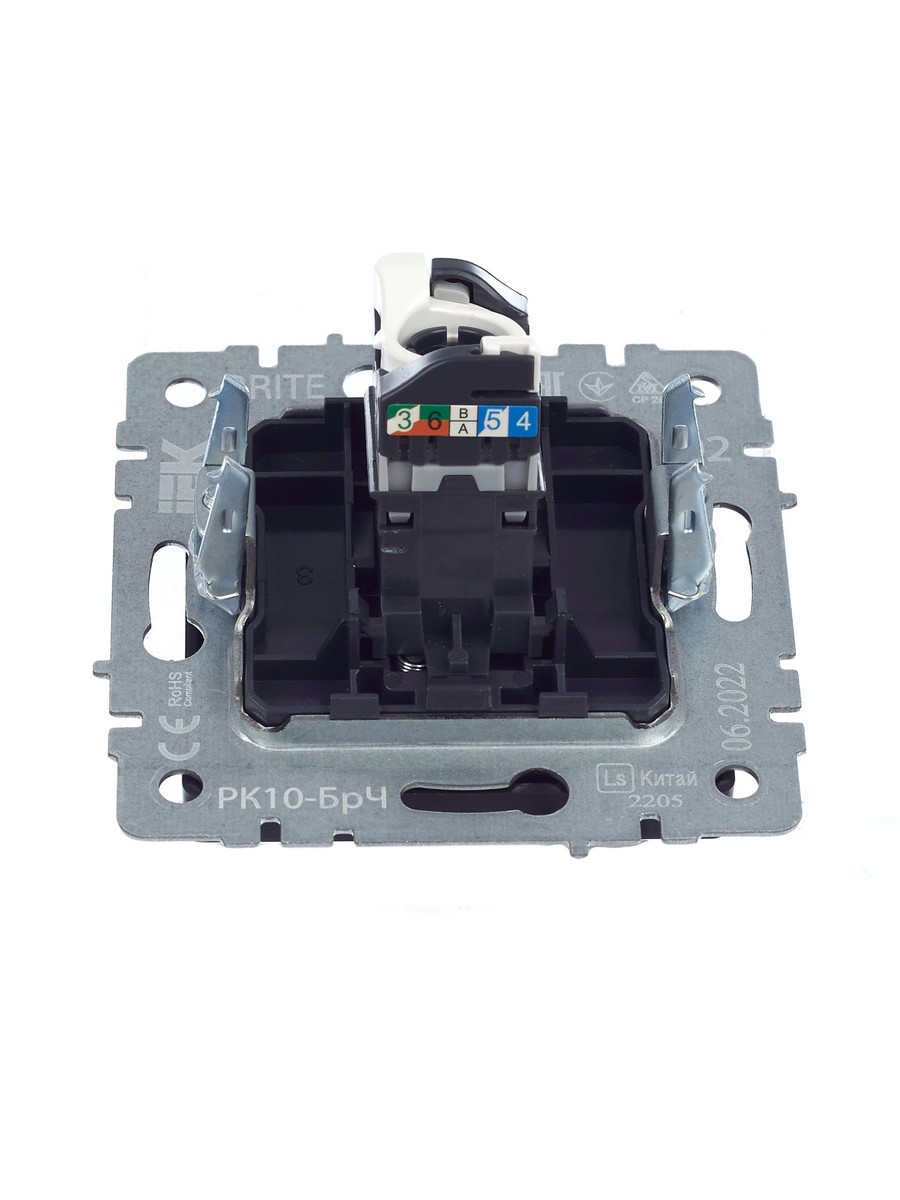 IEK Brite Черный Розетка IEK BRITE компьютерная RJ45 кат.5E РК10-БрЧ черный BR-K10-1-K02