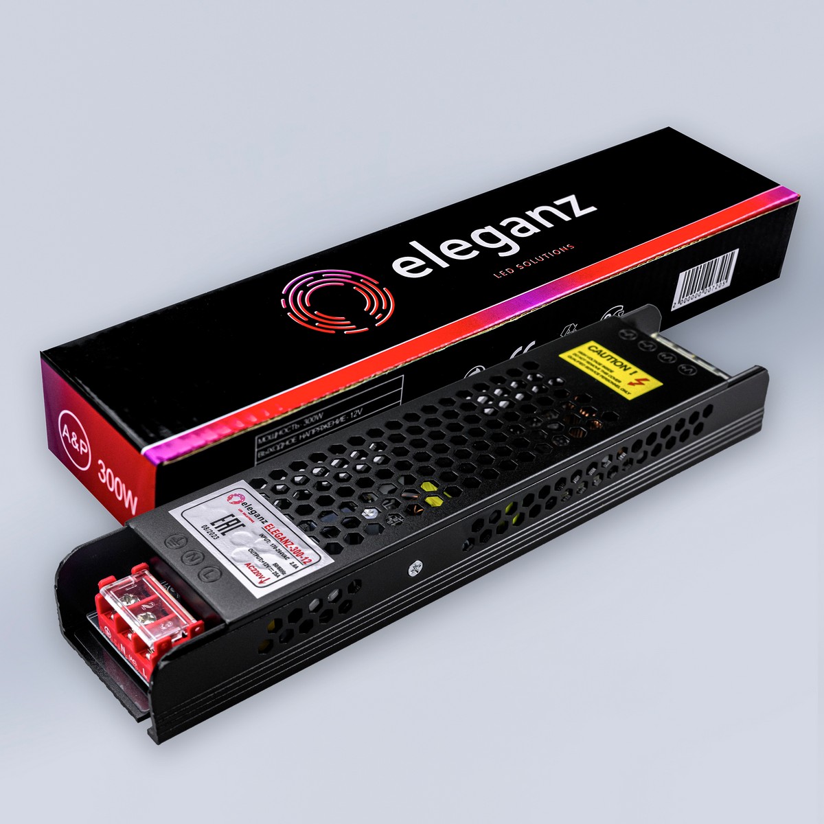 Блок питания для светодиодной ленты Eleganz 12V 300W IP44 узкий 1132