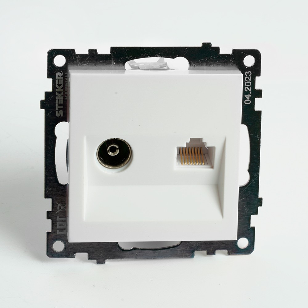 Катрин - Розетки и выключатели Stekker Розетка TV + компьютерная RJ-45 STEKKER GLS00-7106-01 Катрин белый 49181