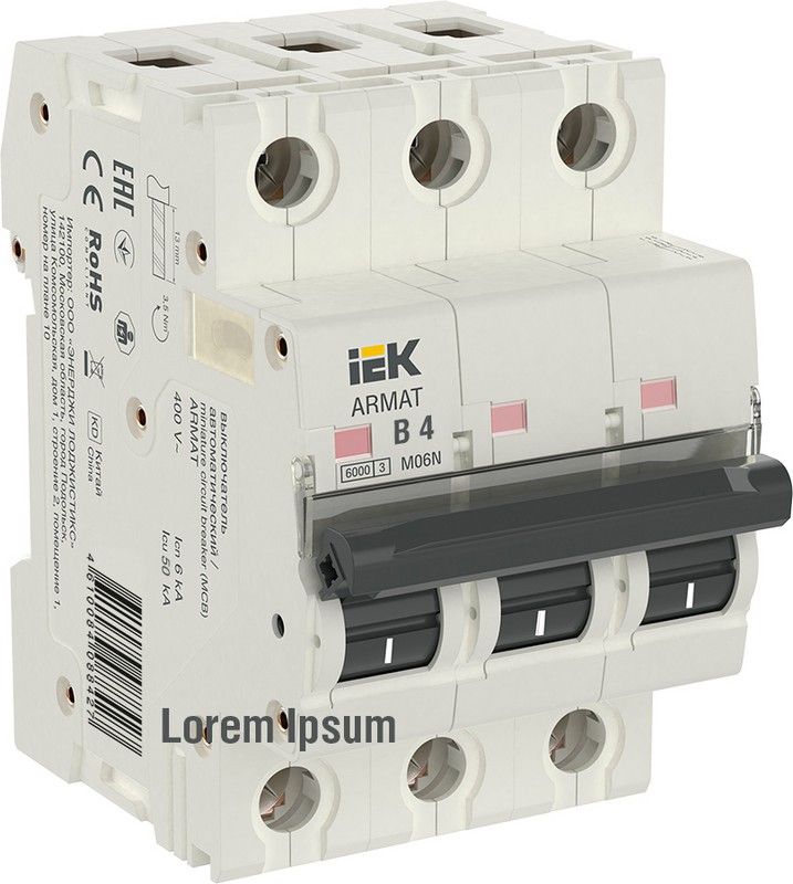 3 полюсные (трехполюсные) Автоматический выключатель IEK ARMAT M06N 3P B 4А AR-M06N-3-B004 