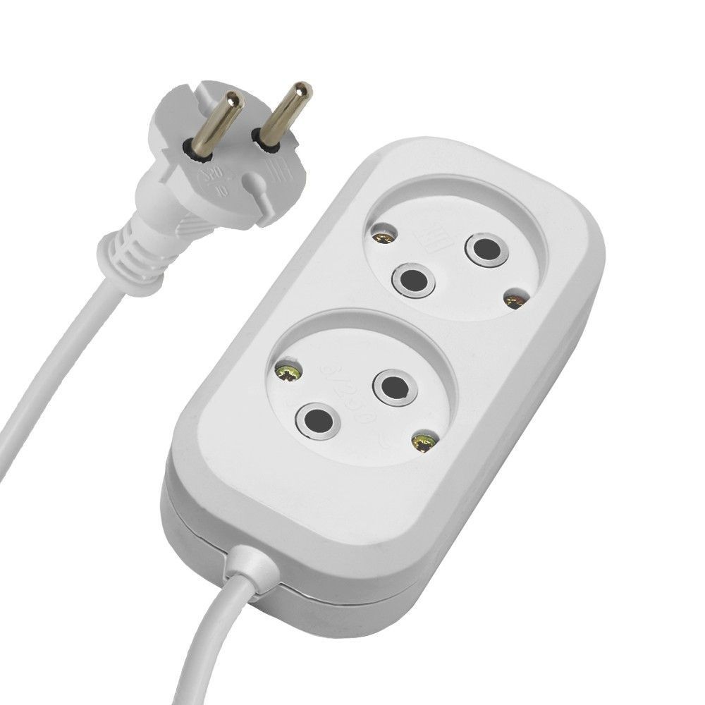 Колодки и удлинители, тройники Удлинитель 2-местный б/з Stekker HM01-20-03 3м Home (У10-428) белый 39202