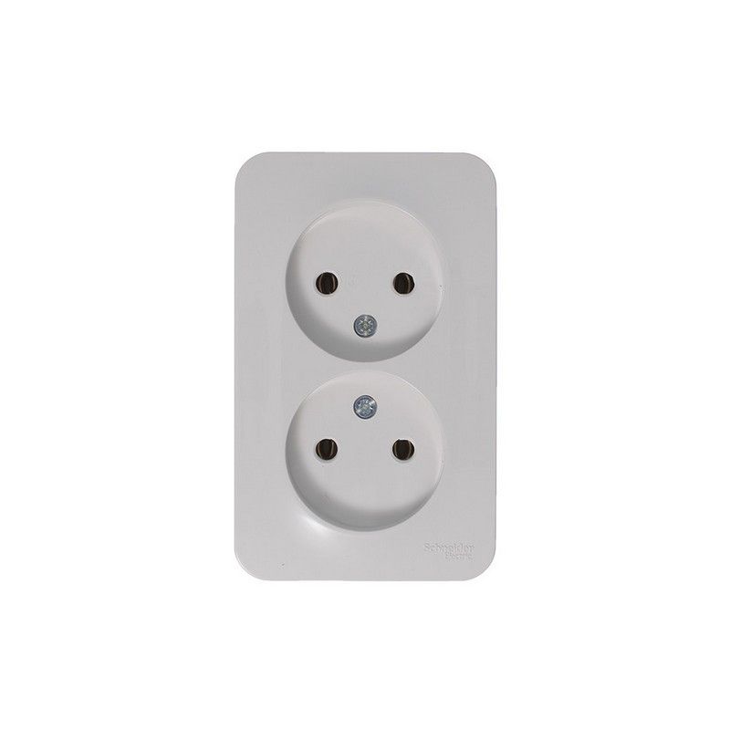 Blanca белые розетки и выключатели Розетка SE Blanca 2-ая Белый наружный б/з без шторок изолир. пластина BLNRA000211