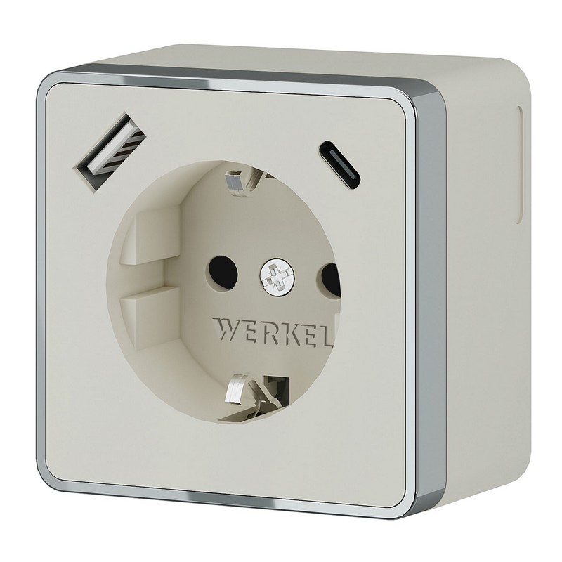 Werkel Gallant слоновая кость Розетка Werkel с заземлением, шторками и USB тип A+C Gallant (слоновая кость) W5071703