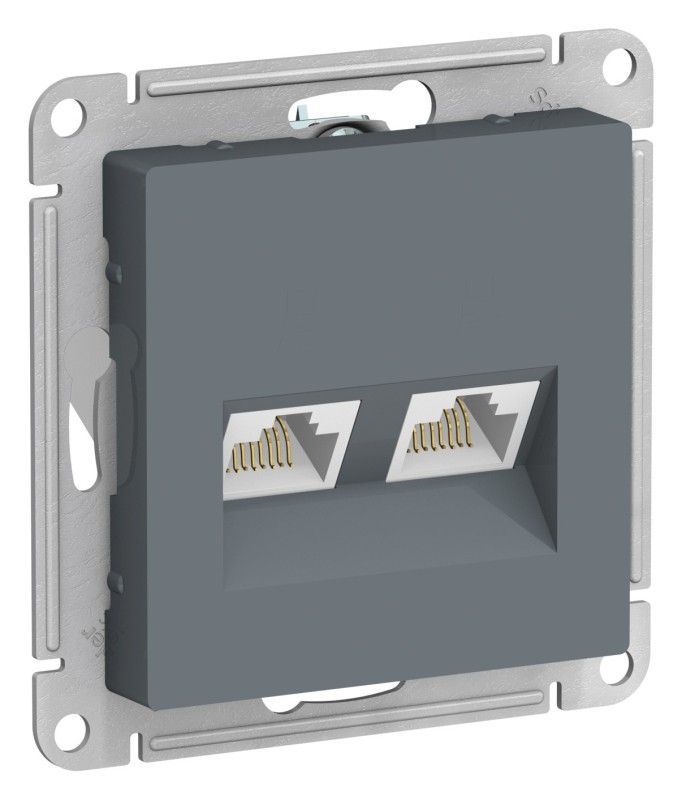 AtlasDesign Грифель Розетка компьютерная Systeme Electric AtlasDesign Грифель двойная RJ45+RJ45, кат.5E, ATN000785