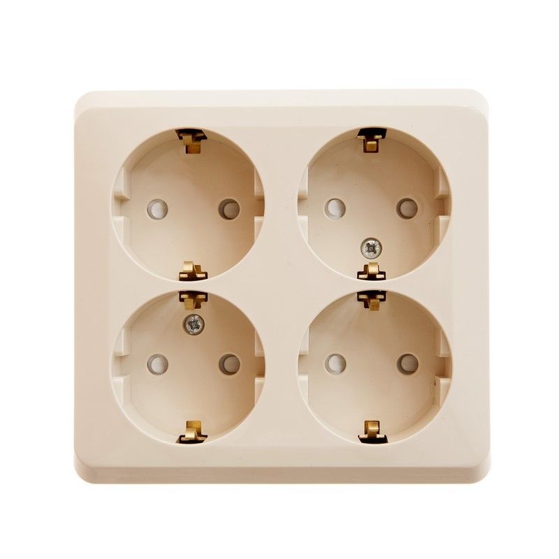 Этюд Кремовый Розетка 4-ая Systeme Electric Этюд наружный Бежевый с/з со шторками PA16-208K