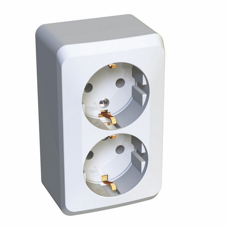 Этюд Белый Розетка 2-ая Systeme Electric Этюд наружный Белый с/з без шторок PA16-007B