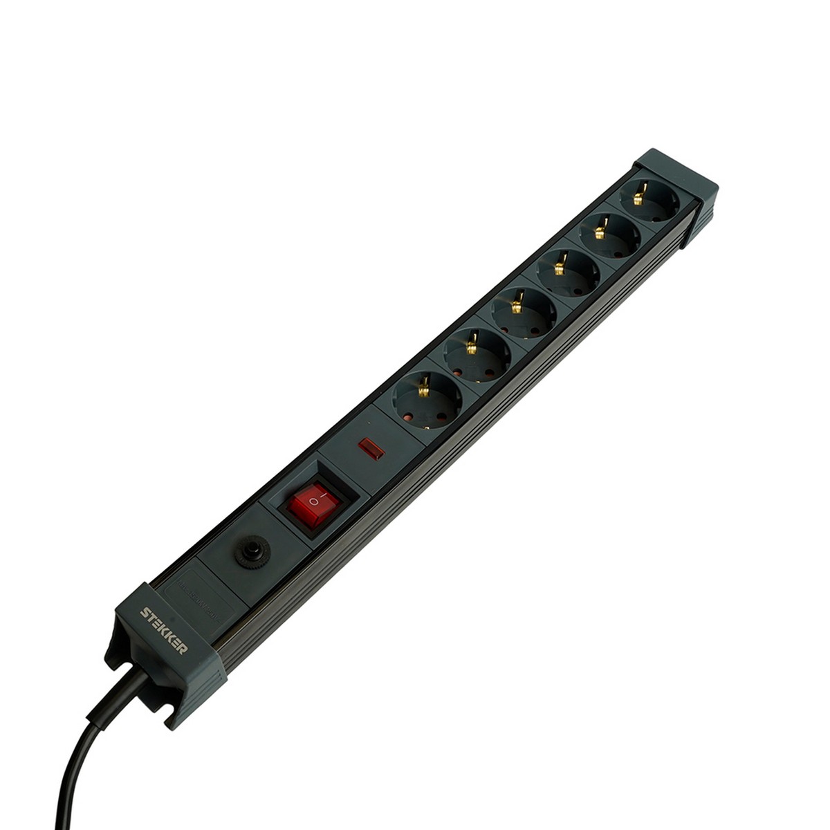 Колодки и удлинители, тройники Сетевой фильтр 6-местный с/з STEKKER HM22-61-05 5 м Techno черный 50161 