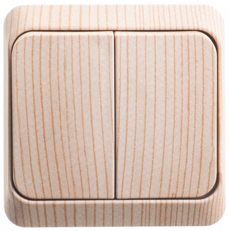 Этюд Дача Выключатель 2-клавишный Systeme Electric Этюд наружный Дача Сосна BA10-002D