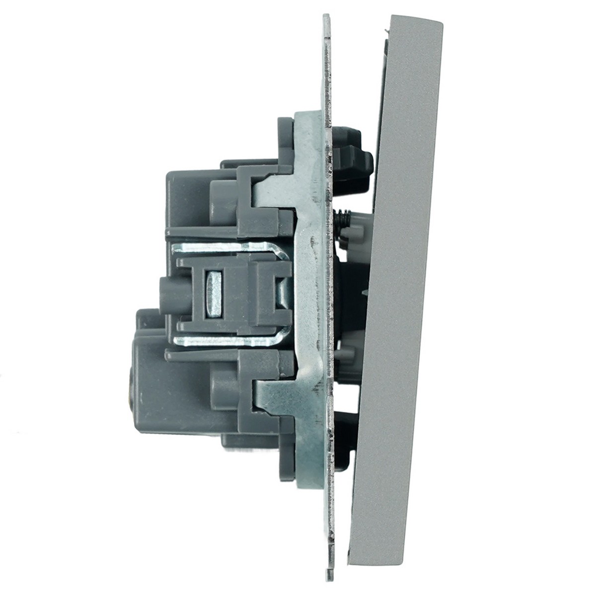 Эмили - Розетки и выключатели Stekker Выключатель 2-клавишный самовозвратный STEKKER Эмили RSW10-5113-10 платиново-серый soft touch 50329