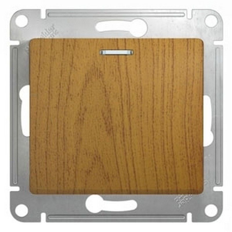 Glossa Дуб Переключатель Systeme Electric Glossa Дерево Дуб 1-клавишный с подсветкой, сх.6а GSL000563