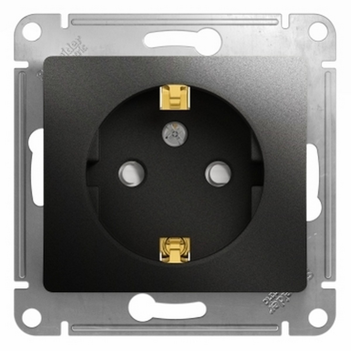 Glossa Антрацит Розетка Systeme Electric Glossa Антрацит с/з со шторками, 16А механизм GSL000745