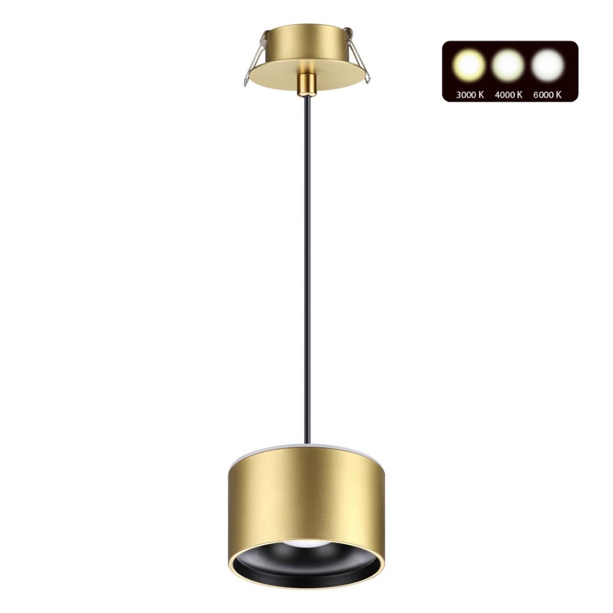 Встраиваемые светодиодные светильники Светильник встраиваемый светодиодный с переключателем цветовой температуры,  NOVOTECH 358966 GIRO 