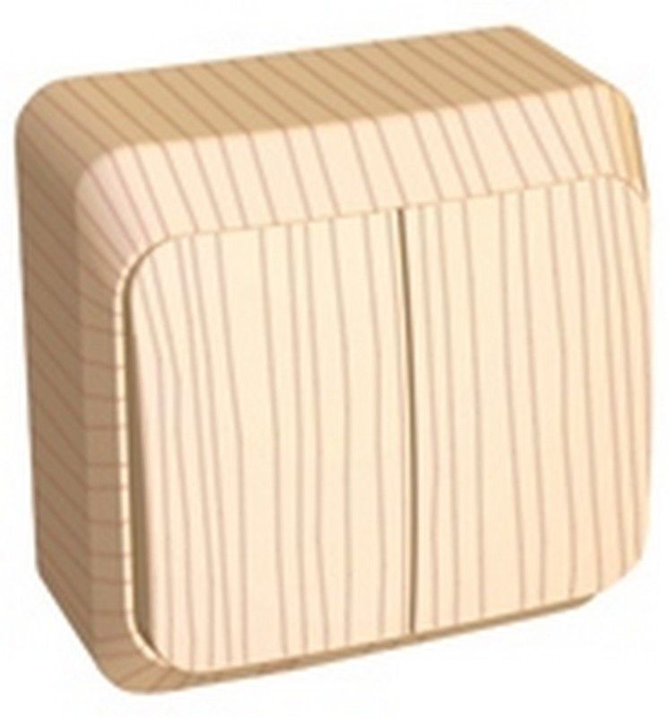 Этюд Дача Выключатель 2-клавишный Systeme Electric Этюд наружный Дача Сосна BA10-002D