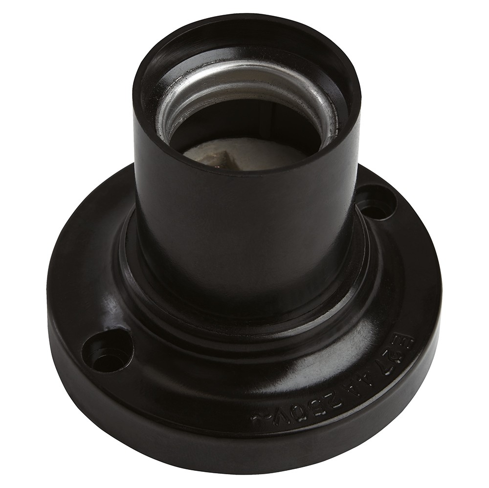 Патрон для ламп 250V Е27 LH83 потолочный прямой,  карболит, латунь, черный, размер 55*71 мм 41042