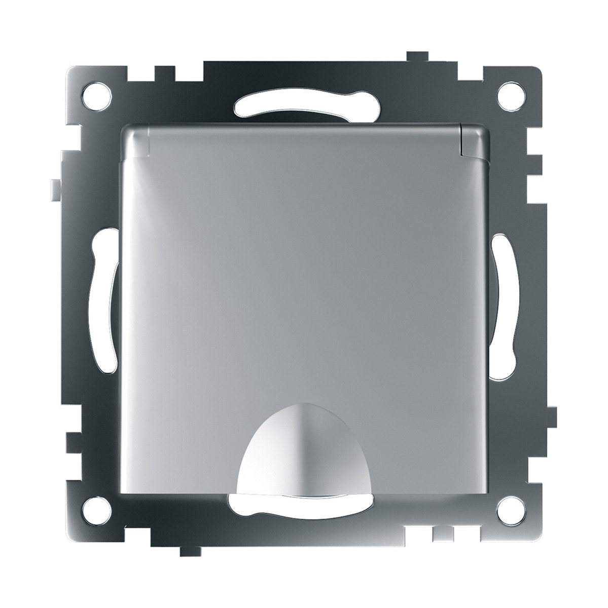 Катрин - Розетки и выключатели Stekker Розетка 1-местная с/з с крышкой STEKKER GLS16-7112-03 16А с защ. шторкой Катрин серебро 39580