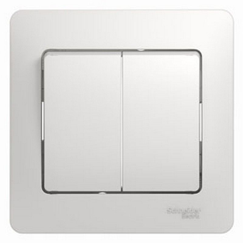 Glossa Белый Выключатель Systeme Electric Glossa Белый 2-клавишный, сх.5 (в сборе с рамкой) GSL000152