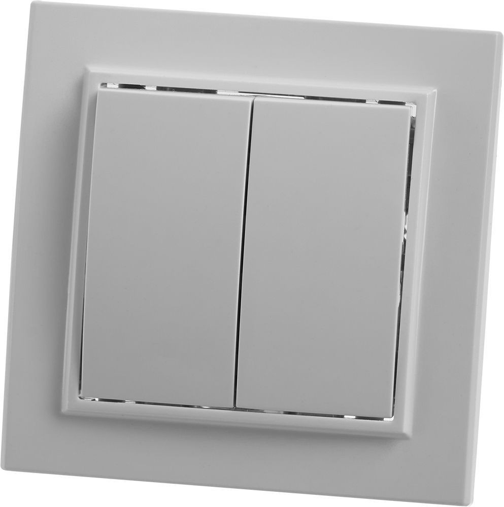 Эрна - Розетки и выключатели Stekker Выключатель 2-клавишный STEKKER PSW10-9004-01 10А Эрна белый с рамкой 39044