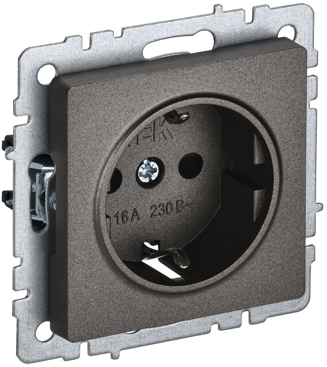 IEK Brite Бронза Розетка IEK BRITE с/з без шторок 16А РС11-1-0-БрТБ темная бронза BR-R11-16-K45