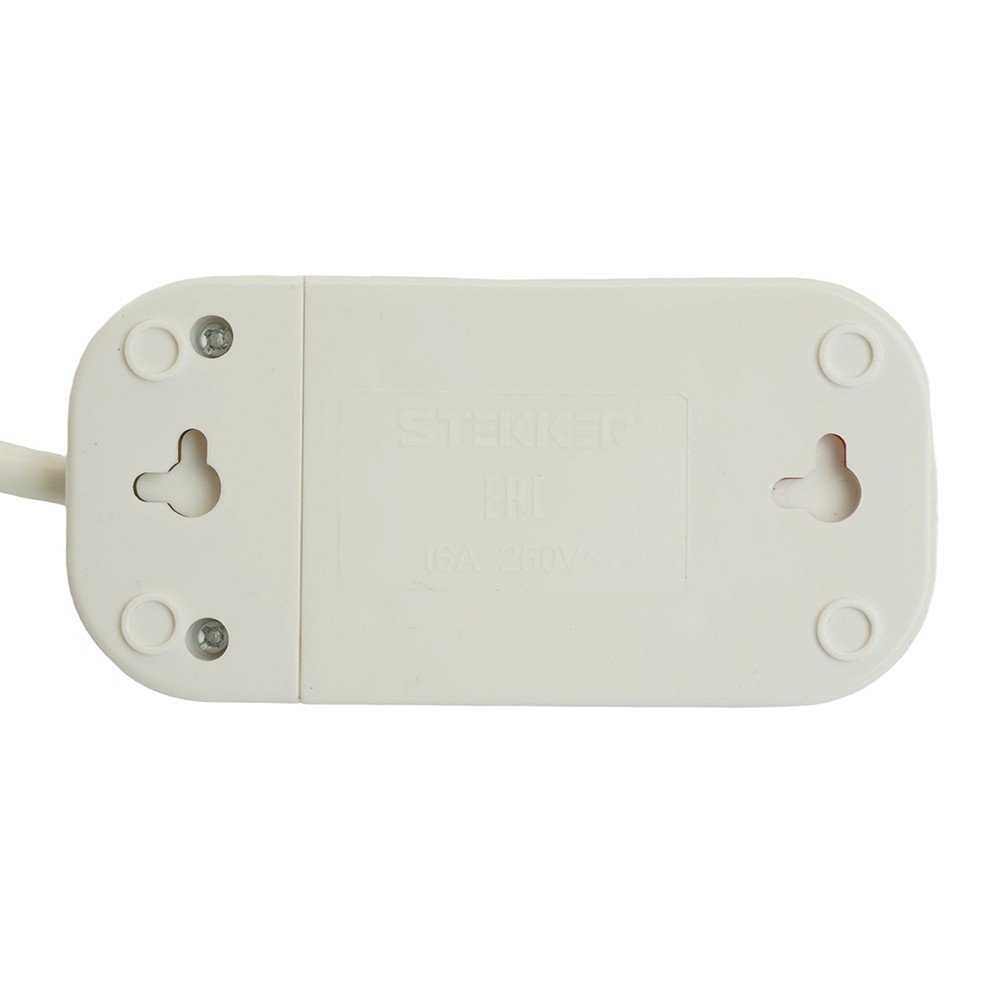 Колодки и удлинители, тройники Удлинитель STEKKER двухместный с/з HM06-21-02 2м Home (У10-001) белый 49339 