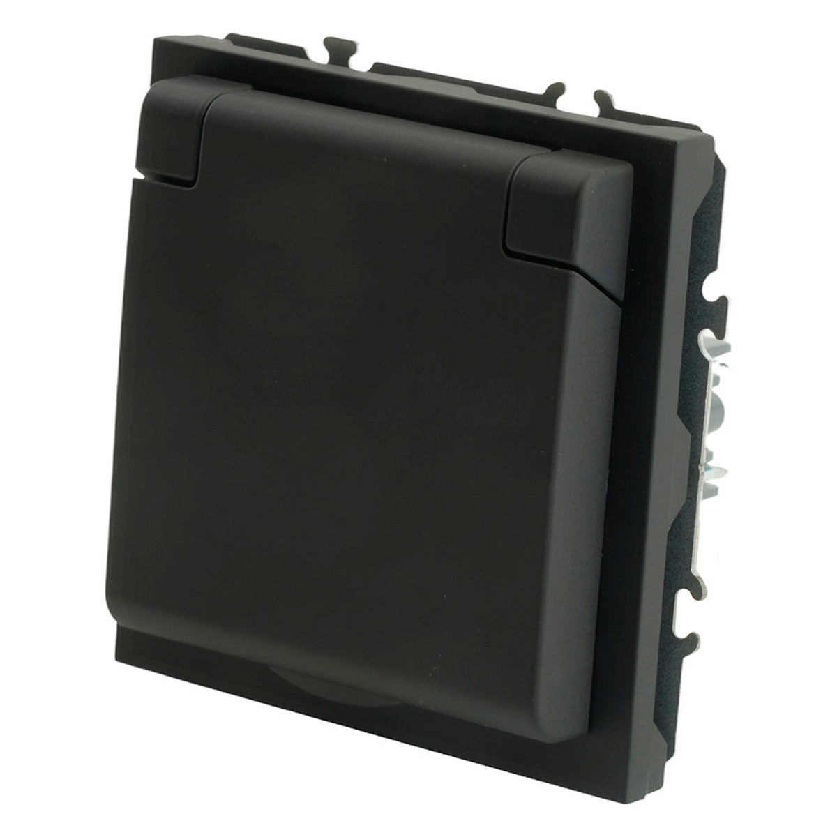 Эмили - Розетки и выключатели Stekker Розетка 1-ая с крышкой с защ. штор б/з STEKKER Эмили RST16-5113-05 черный уголь soft touch 49852